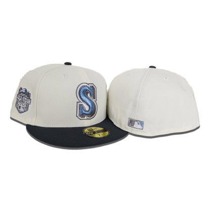 Off White Seattle Mariners Dark Gray Visor Gray Bottom 2023 All Star Game Side Patch New Era 59Fifty Fitted