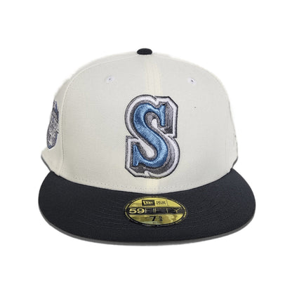 Off White Seattle Mariners Dark Gray Visor Gray Bottom 2023 All Star Game Side Patch New Era 59Fifty Fitted