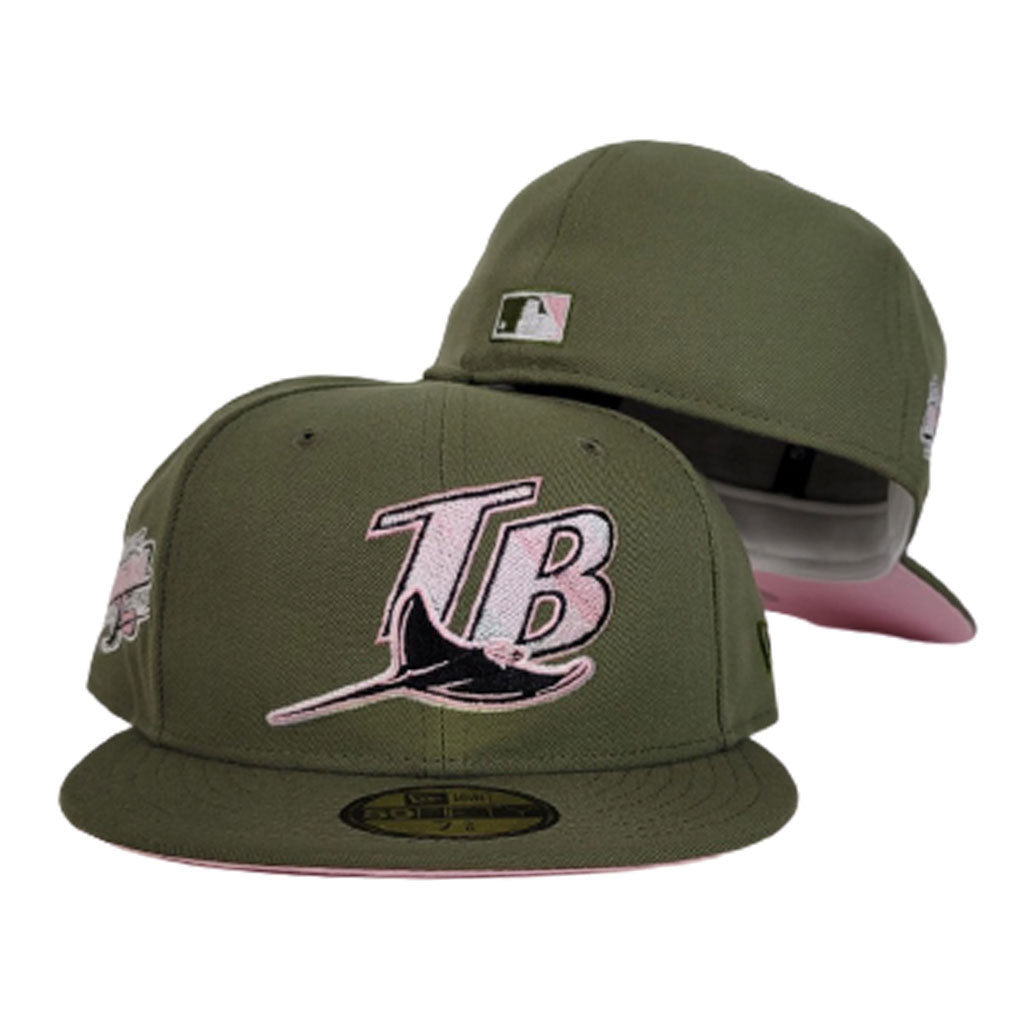 Olive Green Tampa Bay Rays Pink Bottom 1998 Inaugural Season New Era 59Fifty Fitted