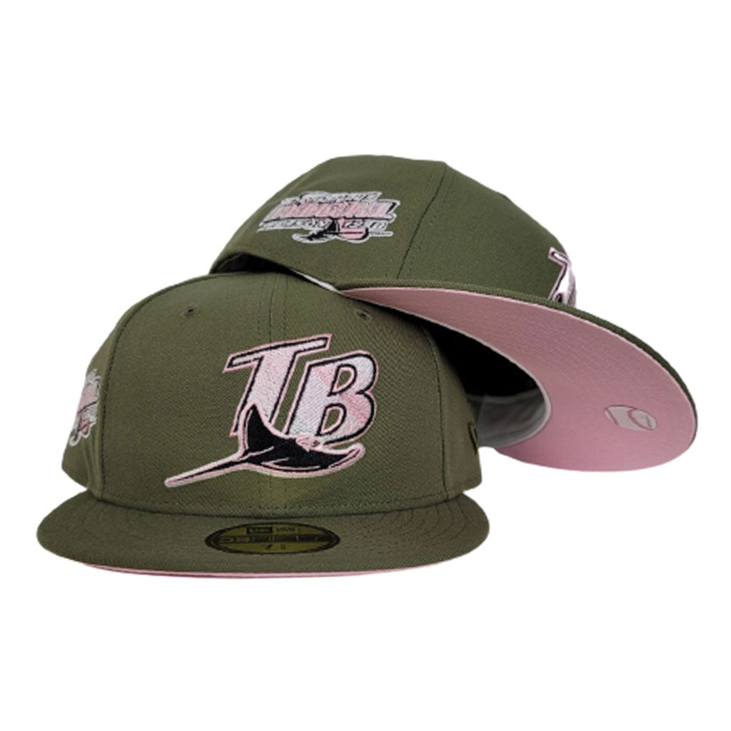 Olive Green Tampa Bay Rays Pink Bottom 1998 Inaugural Season New Era 59Fifty Fitted