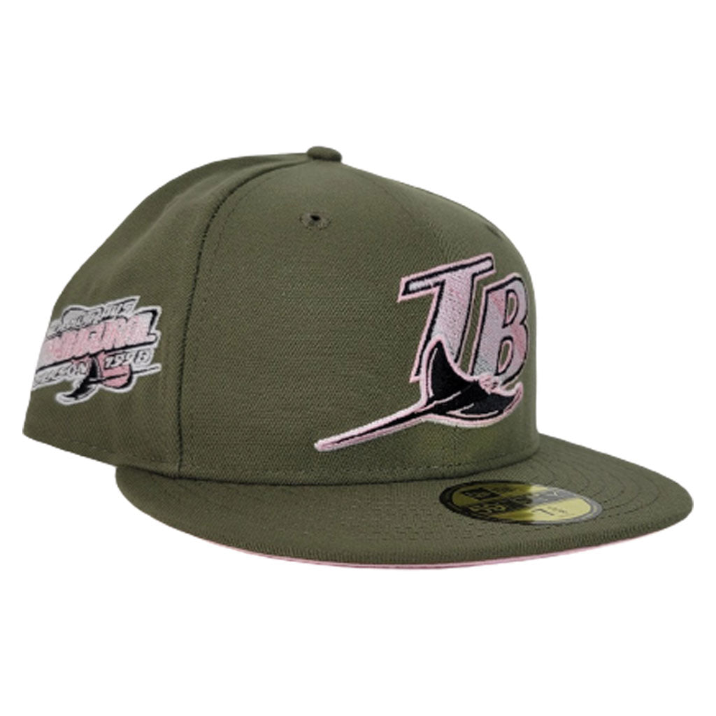 Olive Green Tampa Bay Rays Pink Bottom 1998 Inaugural Season New Era 59Fifty Fitted
