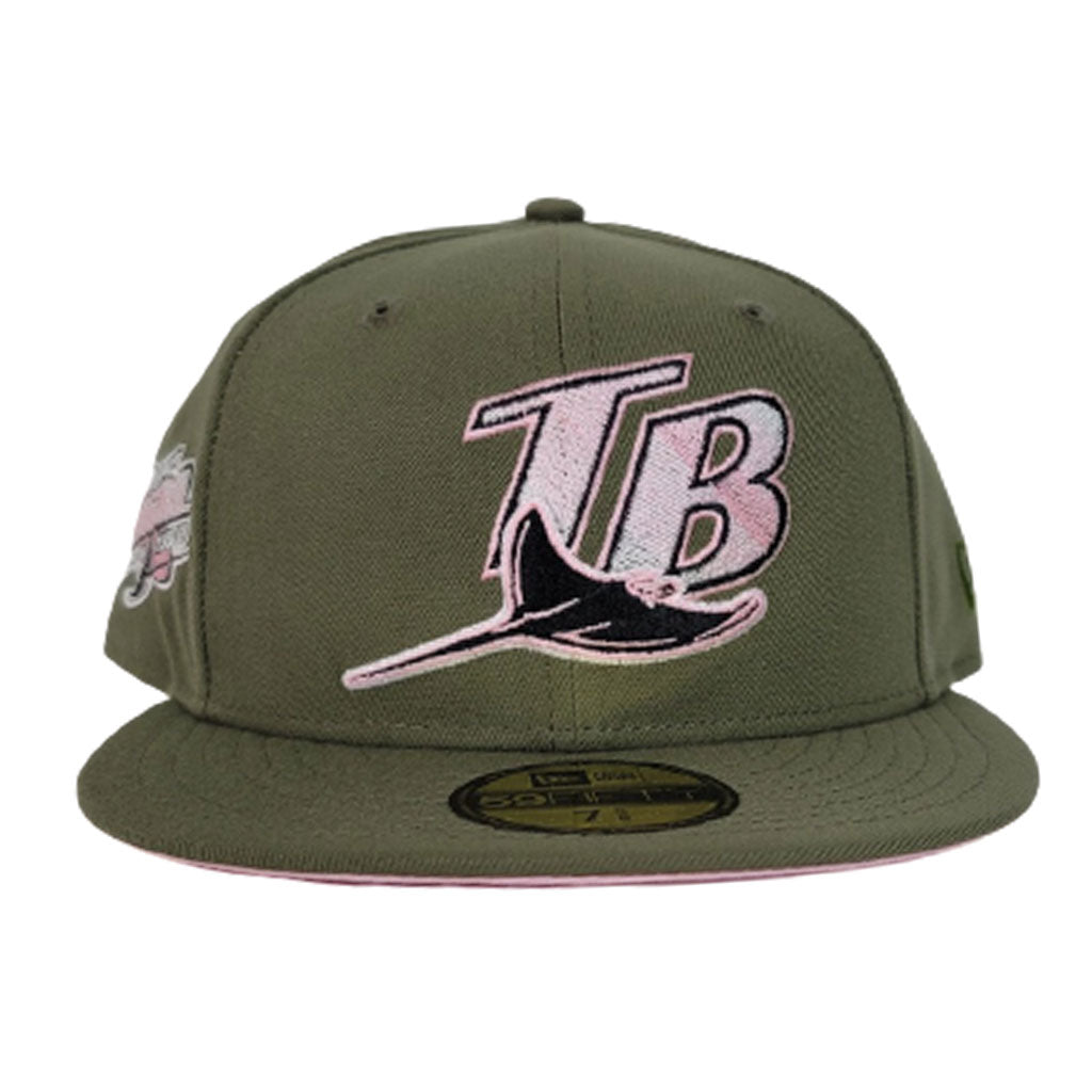 Olive Green Tampa Bay Rays Pink Bottom 1998 Inaugural Season New Era 59Fifty Fitted