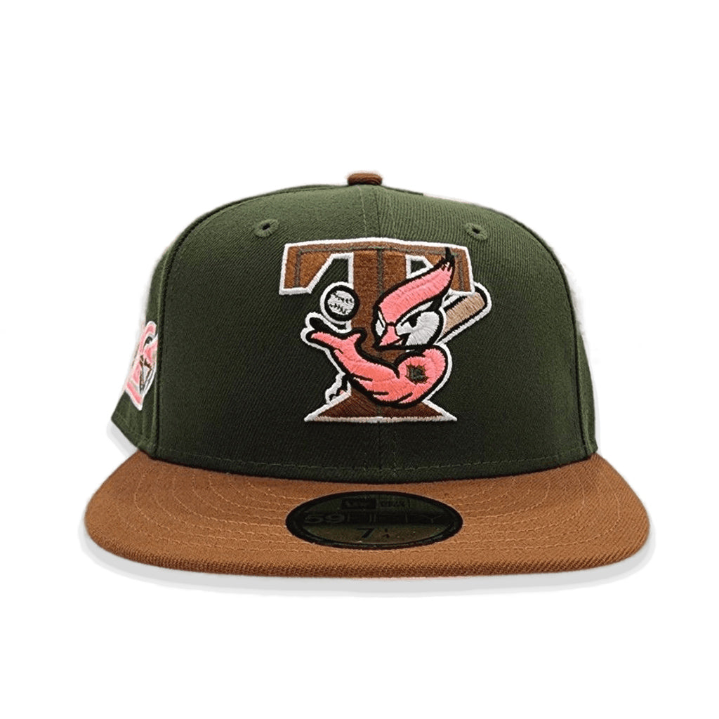 Olive Green Toronto Blue Jays Toast Visor Pink Bottom 20th Anniversary Side Patch New Era 59Fifty Fitted