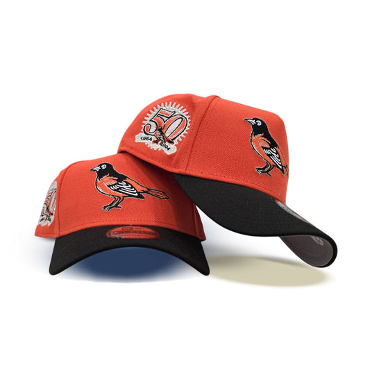 Orange Baltimore Orioles Black Curved Brim Gray Bottom 50th Anniversary Side Patch New Era A-Frame 9Forty Snapback