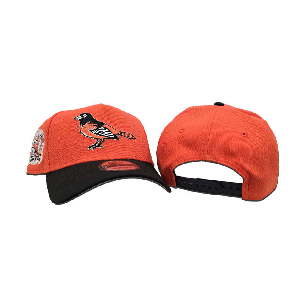 Orange Baltimore Orioles Black Curved Brim Gray Bottom 50th Anniversary Side Patch New Era A-Frame 9Forty Snapback