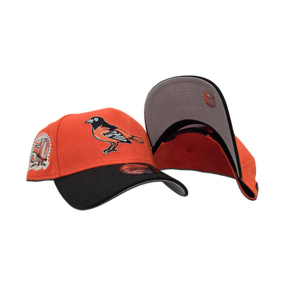 Orange Baltimore Orioles Black Curved Brim Gray Bottom 50th Anniversary Side Patch New Era A-Frame 9Forty Snapback