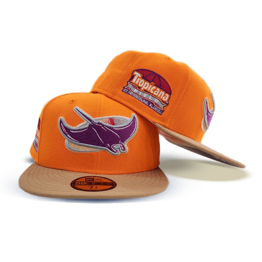 Orange Tampa Bay Rays Camel Visor Gray Bottom Tropicana Field Side Patch New Era 59Fifty Fitted