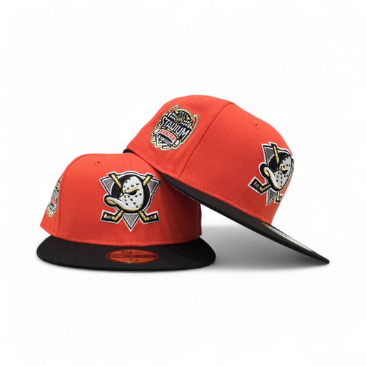 Orange Anaheim Mighty Ducks Black Visor Gray Bottom 2014 Los Angeles Stadium Series Side Patch New Era 59Fifty Fitted