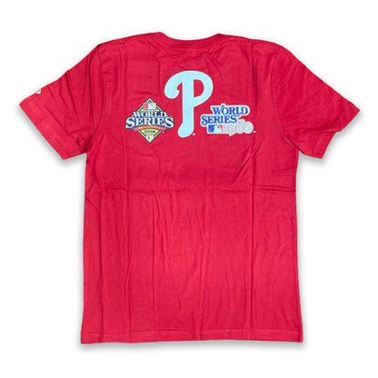 RED PHILADELPHIA PHILLIES 2X WORLD SERIES CHAMPIONS NEW ERA SHORT SLEEVE T-SHIRT