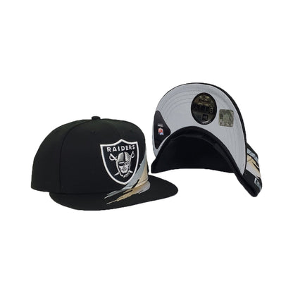 Paint Brushed Oakland Raiders Black New Era 9Fifty Snapback hat