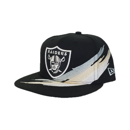 Paint Brushed Oakland Raiders Black New Era 9Fifty Snapback hat