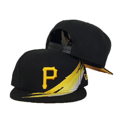 Paint Brushed Pittsburgh Pirates Black New Era 9Fifty Snapback hat