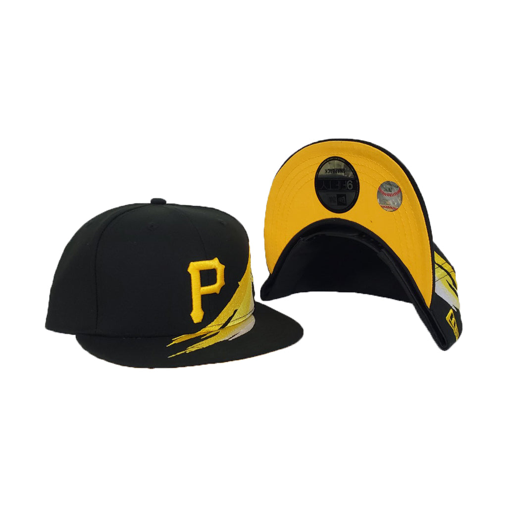 Paint Brushed Pittsburgh Pirates Black New Era 9Fifty Snapback hat