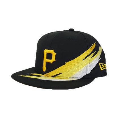 Paint Brushed Pittsburgh Pirates Black New Era 9Fifty Snapback hat