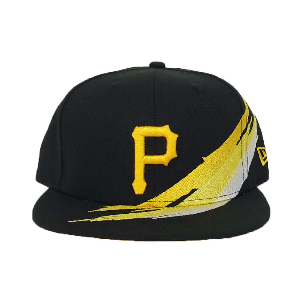 Paint Brushed Pittsburgh Pirates Black New Era 9Fifty Snapback hat