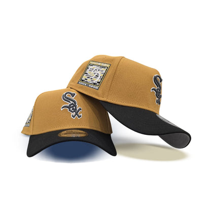 Panama Tan Chicago White Sox Black Curved Brim Gray Bottom 95 Years Side Patch New Era A-Frame 9Forty Snapback