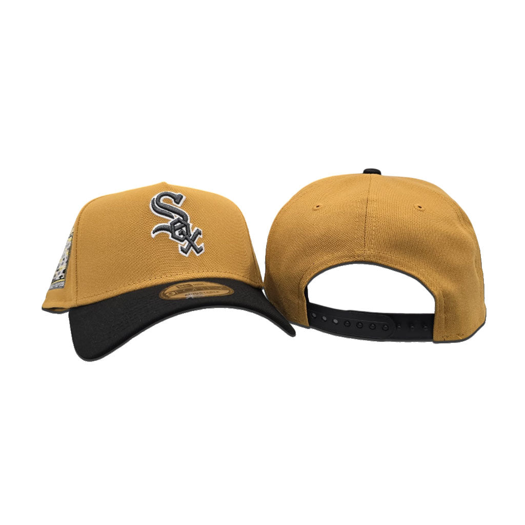 Panama Tan Chicago White Sox Black Curved Brim Gray Bottom 95 Years Side Patch New Era A-Frame 9Forty Snapback