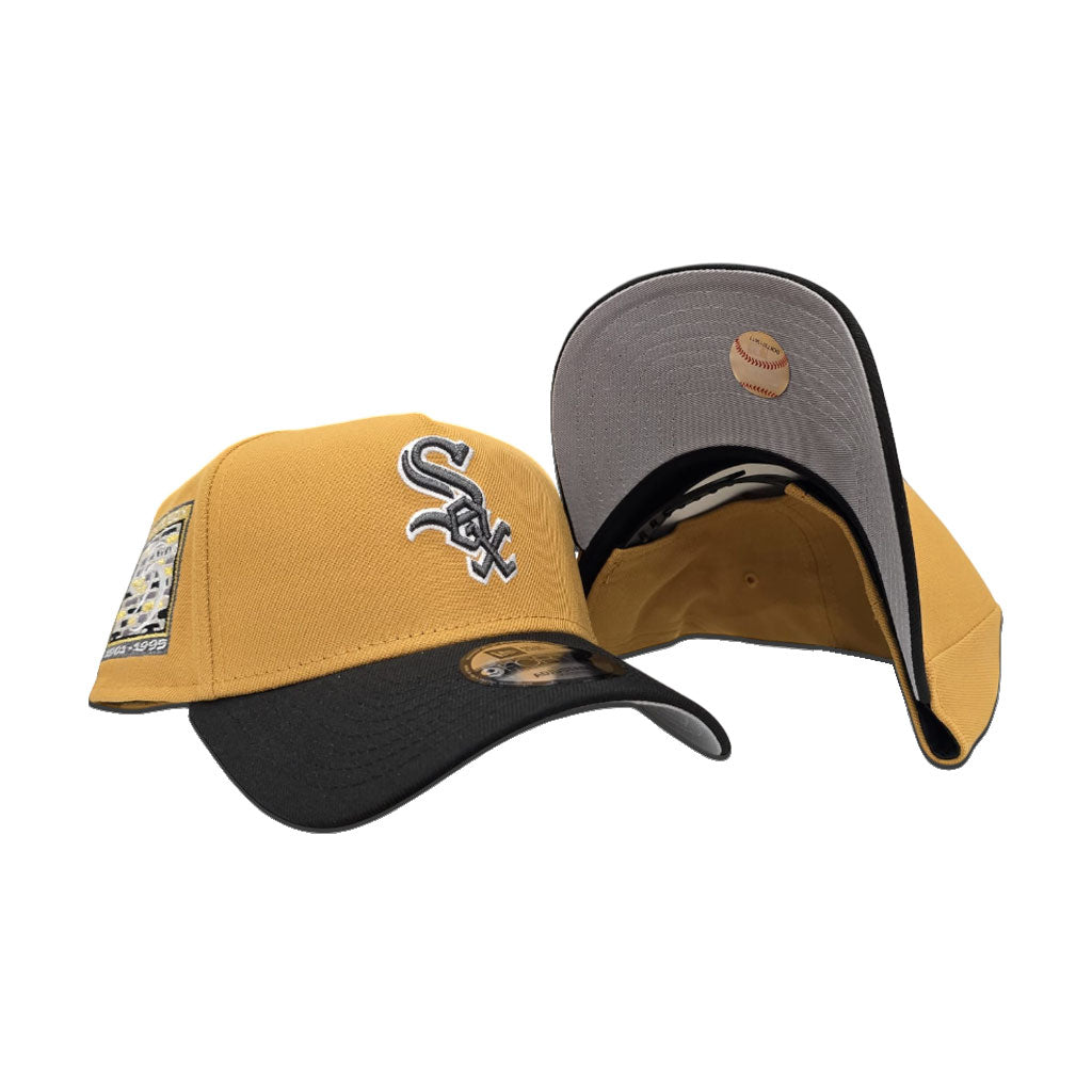 Panama Tan Chicago White Sox Black Curved Brim Gray Bottom 95 Years Side Patch New Era A-Frame 9Forty Snapback