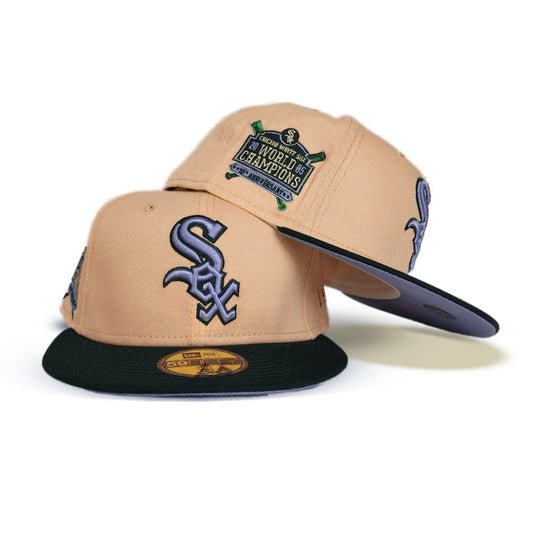 Peach Chicago White Sox Dark Green Visor Lavender Bottom 2005 World Champions Side Patch New Era 59Fifty Fitted