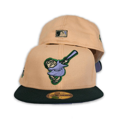 Peach San Diego Padres Dark Green Visor Lavender Bottom Padres EST. 1968 Side Patch New Era 59Fifty Fitted