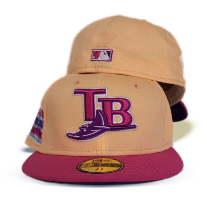 Peach Tampa Bay Rays Fusion Pink Visor Purple Bottom Tropicana Field side Patch New Era 59Fifty Fitted