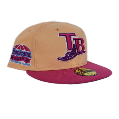 Peach Tampa Bay Rays Fusion Pink Visor Purple Bottom Tropicana Field side Patch New Era 59Fifty Fitted