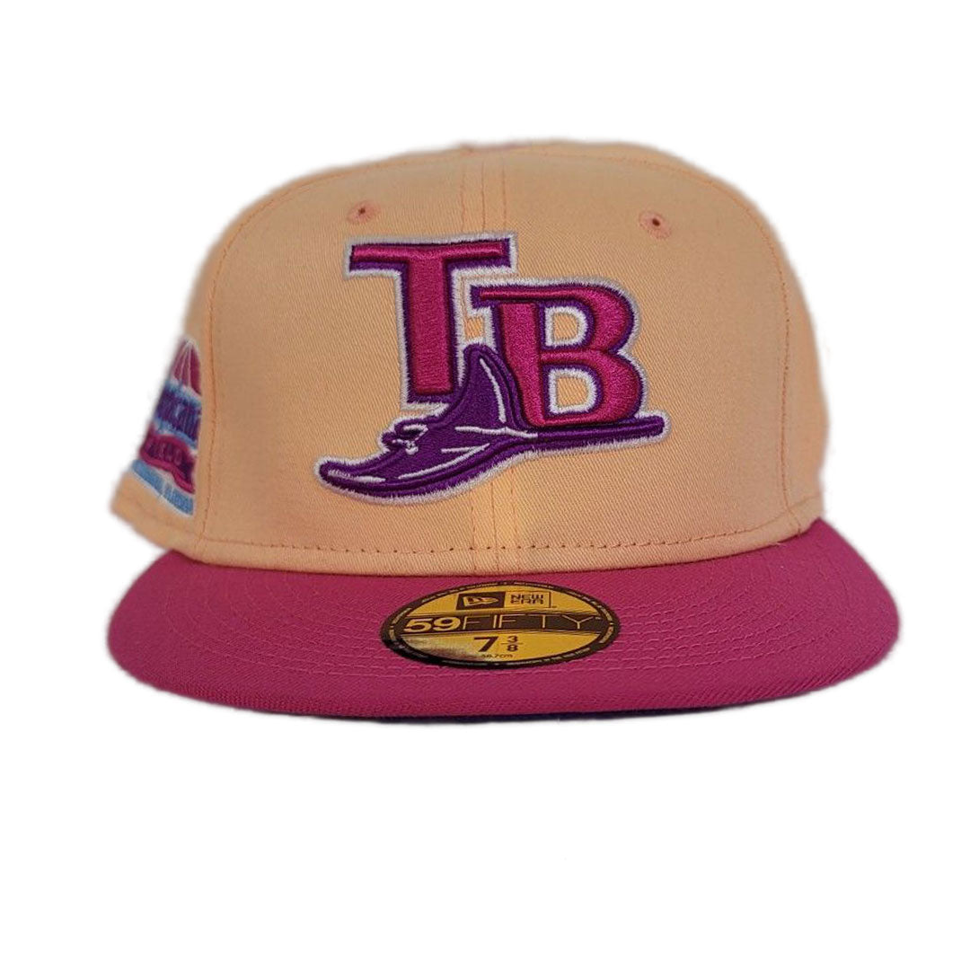 Peach Tampa Bay Rays Fusion Pink Visor Purple Bottom Tropicana Field side Patch New Era 59Fifty Fitted