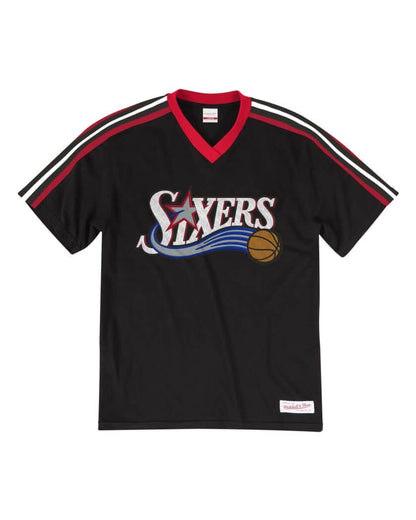 Philadelphia 76ers Mitchell & Ness Overtime Win V-Neck T-Shirt – Black