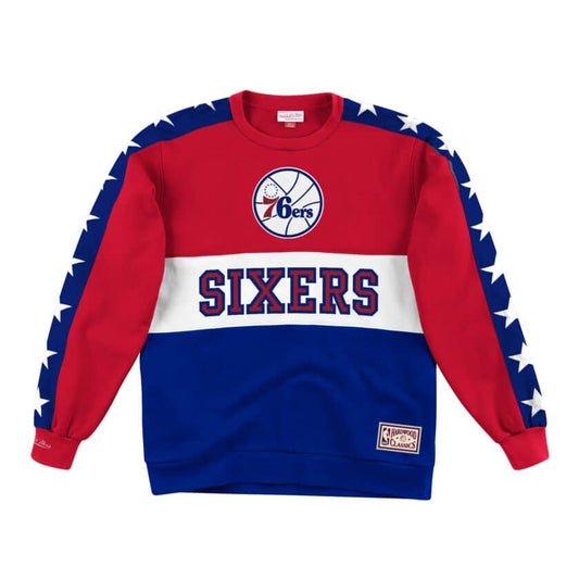 Philadelphia 76ers Mitchell & Ness Scorer Fleece Crew Sweatshirt