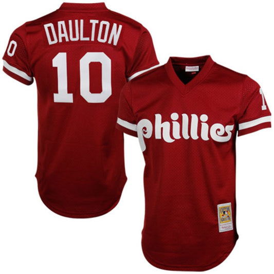 Philadelphia Phillies Darren Daulton Mitchell & Ness Burgundy Cooperstown Mesh Batting Practice Jersey