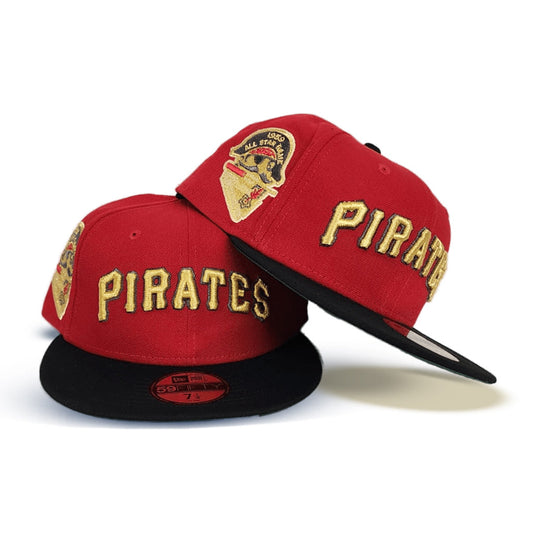 Red Pittsburgh Pirates Black Visor Green Bottom 1959 All Star Game Side Patch New Era 59Fifty Fitted