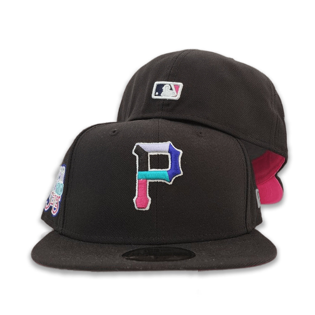 Polar Lights Black Pittsburgh Pirates Fusion Pink Bottom 76th World Series Side Patch New Era 59Fifty Fitted