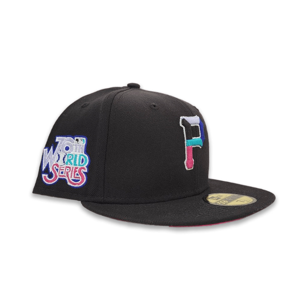 Polar Lights Black Pittsburgh Pirates Fusion Pink Bottom 76th World Series Side Patch New Era 59Fifty Fitted