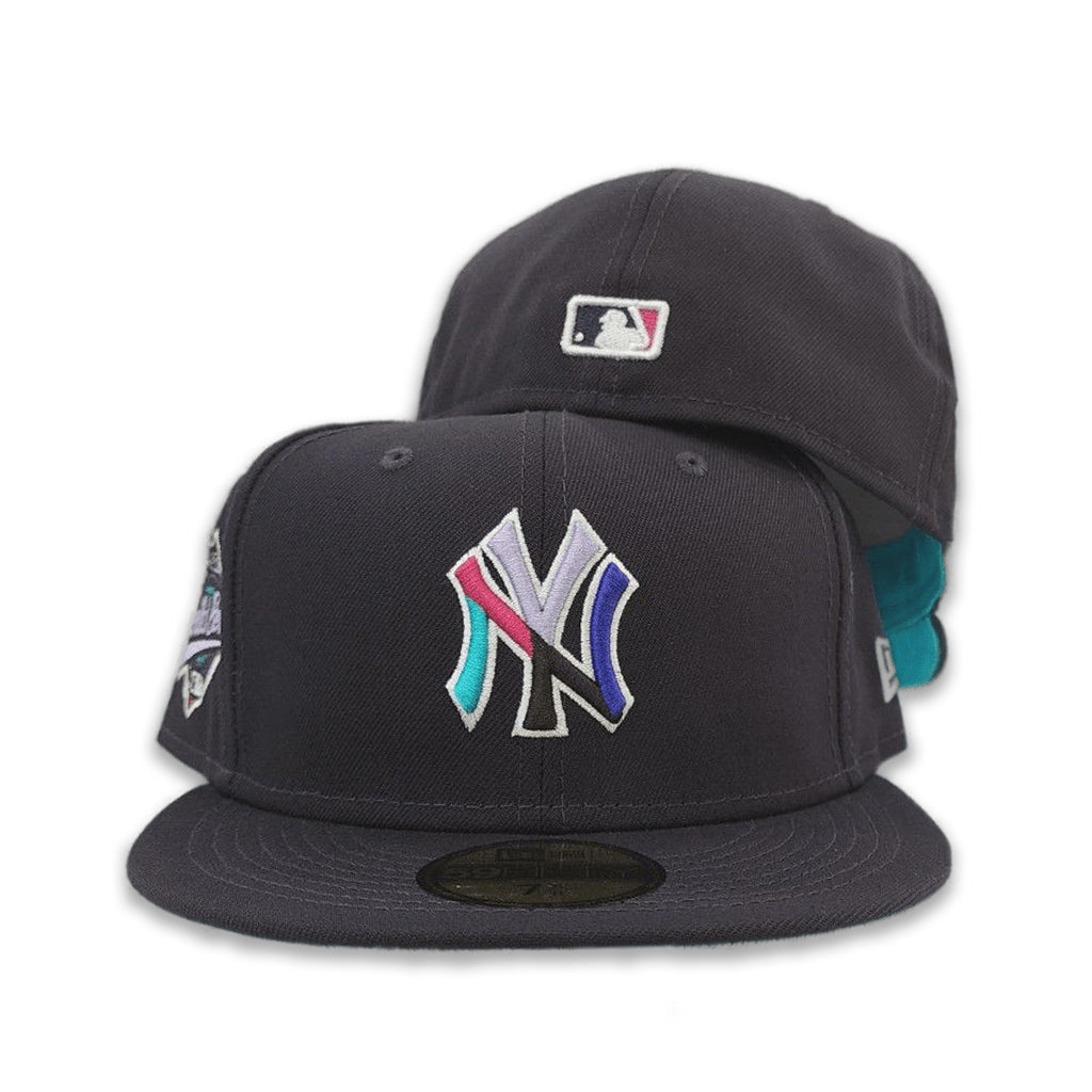 Polar Lights Navy Blue New York Yankees Turquoise Blue Bottom 1996 World Series Side Patch New Era 59Fifty Fitted