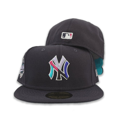 Polar Lights Navy Blue New York Yankees Turquoise Blue Bottom 1996 World Series Side Patch New Era 59Fifty Fitted