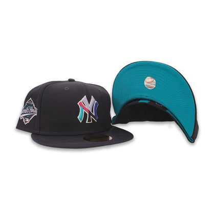 Polar Lights Navy Blue New York Yankees Turquoise Blue Bottom 1996 World Series Side Patch New Era 59Fifty Fitted