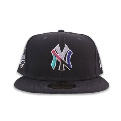 Polar Lights Navy Blue New York Yankees Turquoise Blue Bottom 1996 World Series Side Patch New Era 59Fifty Fitted