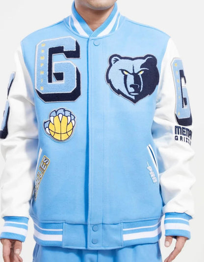 Light Blue Memphis Grizzlies Pro Standard Logo Mashup Wool Varsity Heavy Jacket