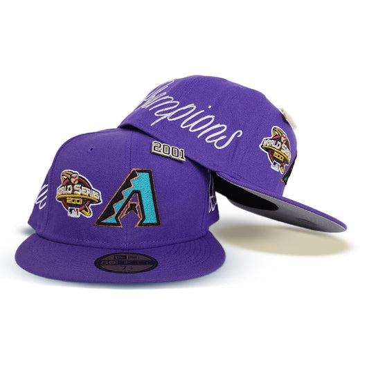 Purple Arizona Diamondbacks Histoic 2001 World Series Champions New Era 59Fifty Fitted