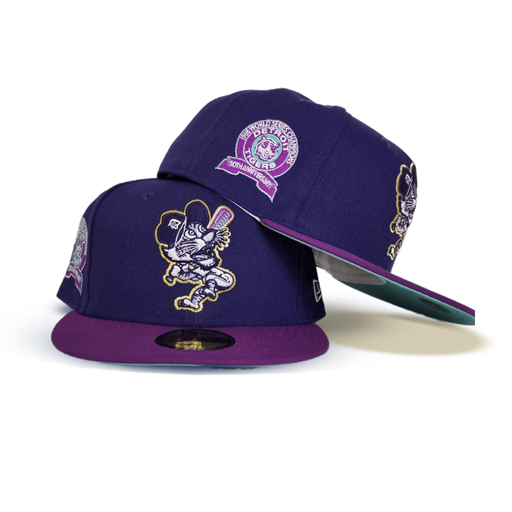 Purple Detroit Tigers Grape Purple Visor Mint Bottom 1968 World Champions Side Patch New Era 59Fifty Fitted