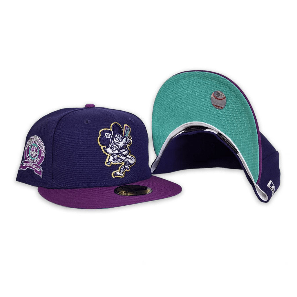 Purple Detroit Tigers Grape Purple Visor Mint Bottom 1968 World Champions Side Patch New Era 59Fifty Fitted