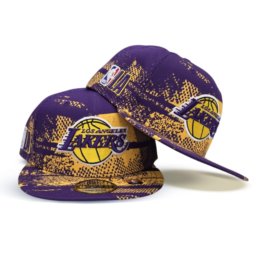 Purple Tip Off Los Angeles Lakers Gray Bottom NBA LA Side Patch New Era 9Fifty Snapback