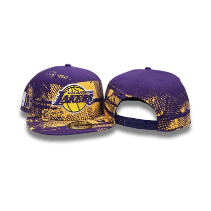 Purple Tip Off Los Angeles Lakers Gray Bottom NBA LA Side Patch New Era 9Fifty Snapback