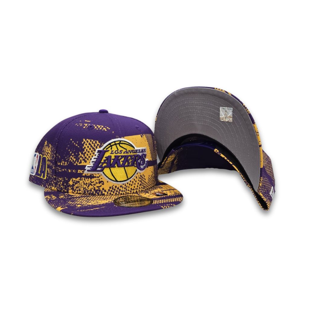 Purple Tip Off Los Angeles Lakers Gray Bottom NBA LA Side Patch New Era 9Fifty Snapback