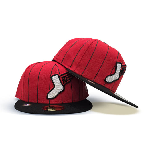 Red Chicago White Sox Black Visor Gray Bottom 2025 City Connect Pinstripe New Era 59Fifty Fitted