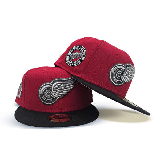 Red Detroit Red Wings Black Visor Gray Bottom 1926 Inaugural Season Side Patch New Era 59Fifty Fitted