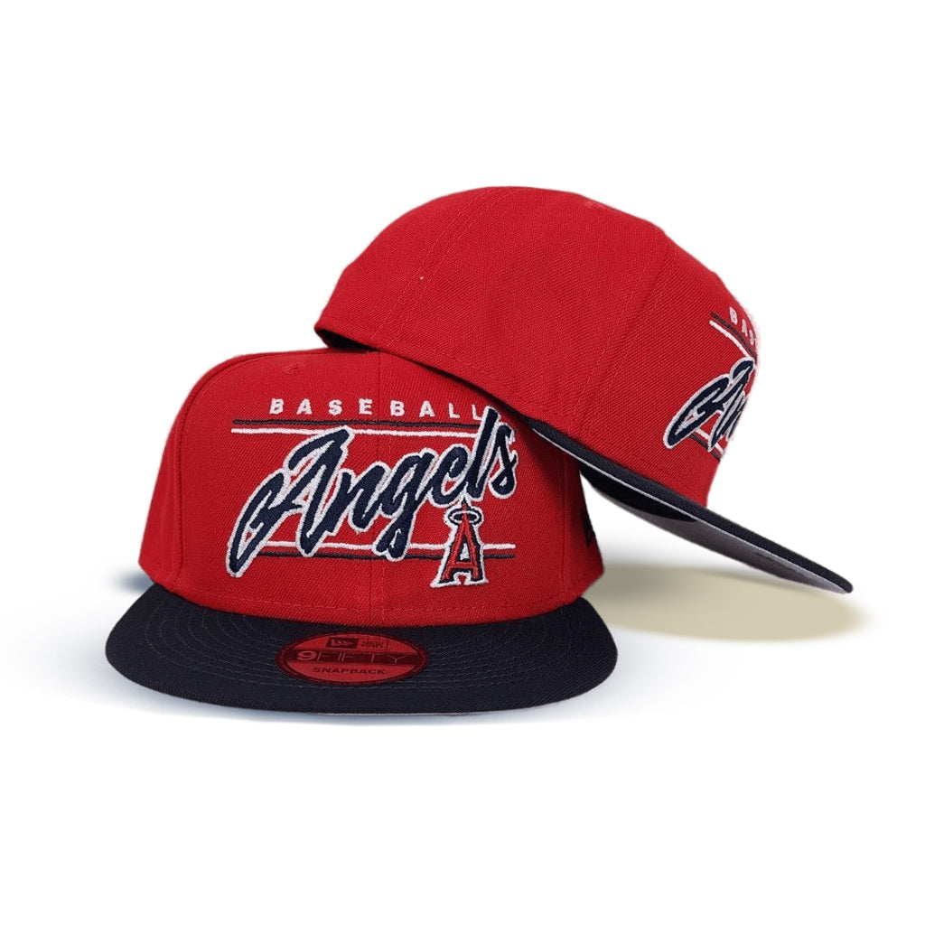 Red Los Angeles Angels Team Scrip Gray Bottom New Era 9Fifty Snapback