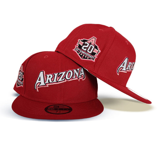 Red Script Arizona Diamondbacks Gray Bottom 20th Anniversary Side Patch New Era 59Fifty Fitted