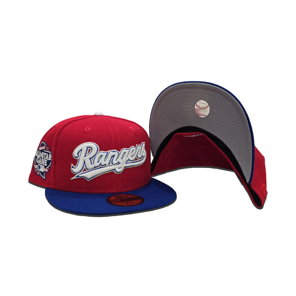 Red Texas Rangers Royal Blue Visor Gray Bottom 2024 All Star Game Side Patch New Era 59Fifty Fitted