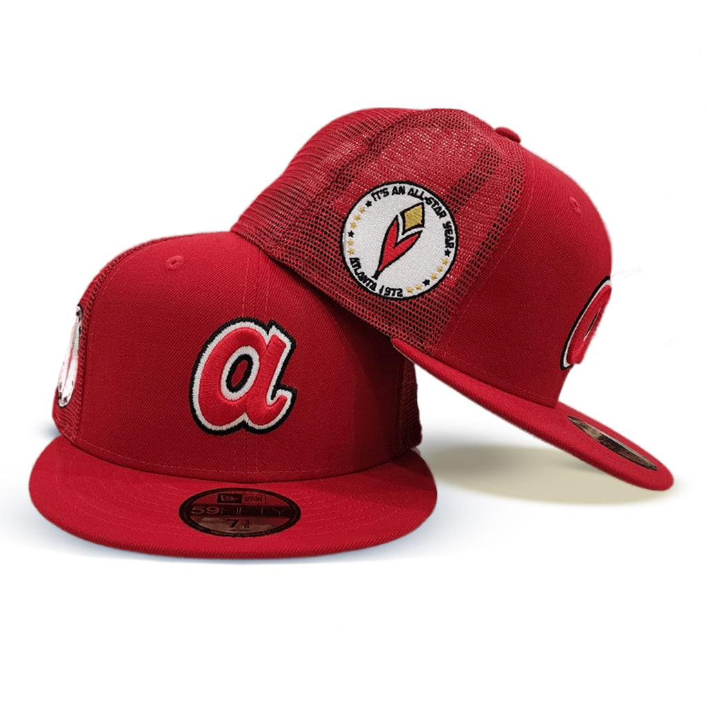 Red Trucker Atlanta Braves Gray Bottom 1972 All Star Game Side Patch New Era 59Fifty Fitted